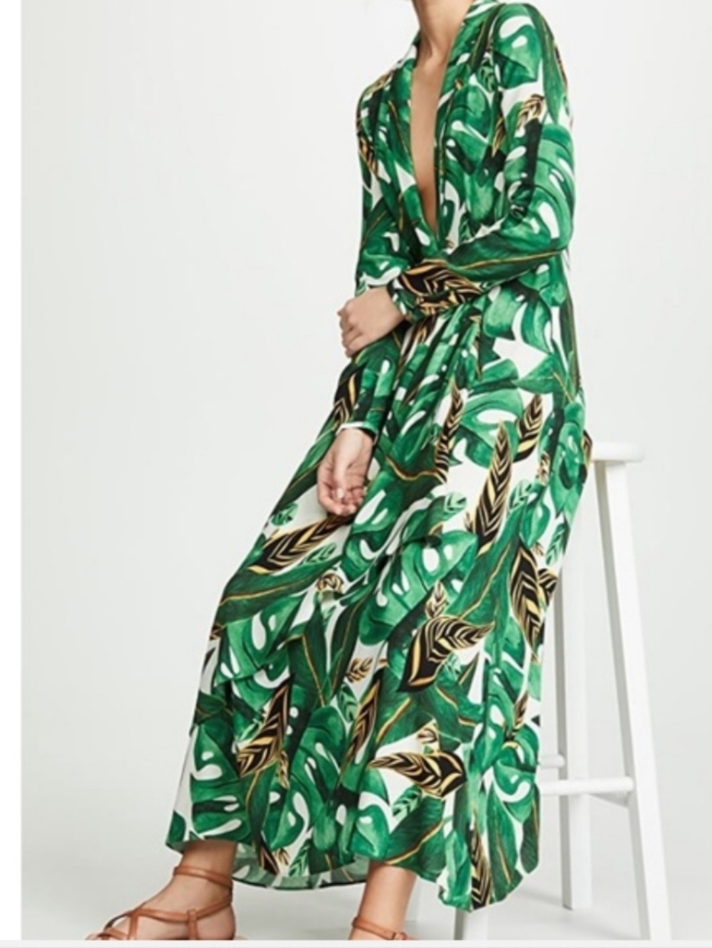 FARM Rio Green Tropical Leaf Maxi Dress - Picture 3 of 14